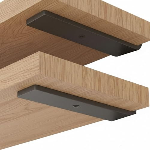 Schwerlast Regalhalterung Metall 20cm, Wandmontage Regalträger für die Wandmontage, Schwerlastwinkel, Wandregal Halterung，70KG Tragkraft, L Winkel - Schwarz - 4 Stück