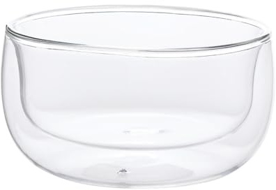 TOYANDONA Cuenco de Vidrio Borosilicato Doble Capa 350 Ml Transparente Antiescaldaduras para Postre y Alimentos Tazón Resistente para Hogar Restaurante y Picnic