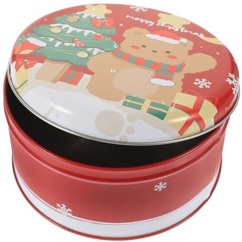 VALICLUD Christmas Cookie Tinplate Box with Reindeer and Rabbit Design, Tin Storage Container for Biscuits, Candy, and Treats, Festive Xmas Tin for Holiday Packaging