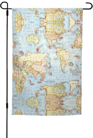 Drapeaux de pavillon carte du monde avec motifs, drapeaux de terrasse verticaux, adaptés pour balcon, jardin et porche.