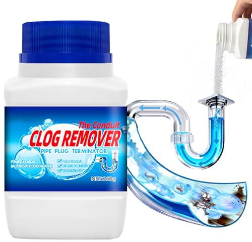 Allisway Drain Unblocker Bathroom, Shower Unblocker, Bathroom Drain Unblocker, Quickly Clear Blockage, Powerful dredging, Decomposing Hair and Food Residue, Suitable for Kitchen, Sink, Toilet, 260g
