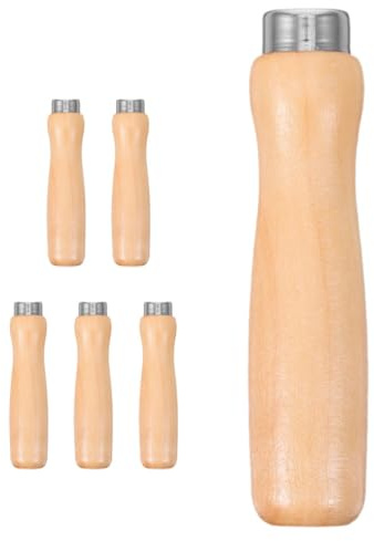 Hoement 6 Stück pack Holzfeilengriffe Ersatz Griffe aus Robustem Holz Ergonomisch für Feilen Raspeln Holzbearbeitung Handwerkzeuge