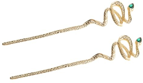 MAJORMENCH 2pcs Chinese Style Snake Hair Chopsticks Hair Sticks for Women with Alloy Gemstone Gold Color and Cosplay