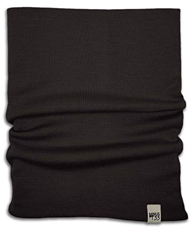 100% Merino Wool - Midweight Neck Gaiter - Skiing Neck Warmer - Winter Face Mask - Multipurpose Headwear - Black - Moisture Wicking Neck Wear
