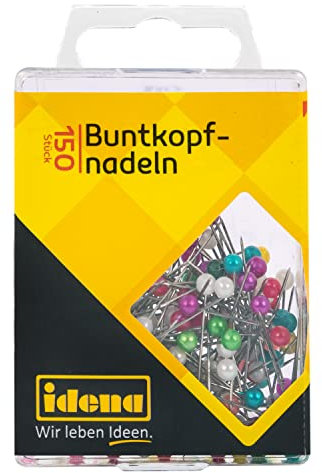 Idena 334034 - Buntkopfnadeln, 150 Stück, rund, farbig sortiert