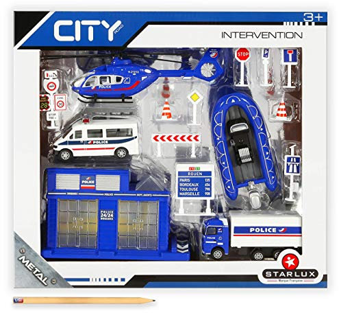 STARLUX CITY-CITY-806102-Koffer Sortiment Fahrzeuge aus Metall (Polizei), 806102, blau