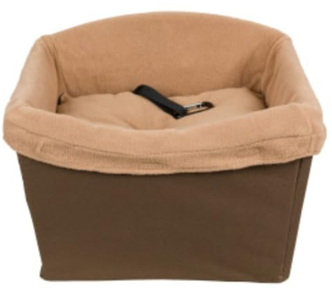 PetSafe Happy Ride, Hundesitz: erhöhter Sitz, geeignet für Auto, Van; Sicherheitsgurt inklusive; strapazierfähiger, maschinenwaschbarer Bezug; braun
