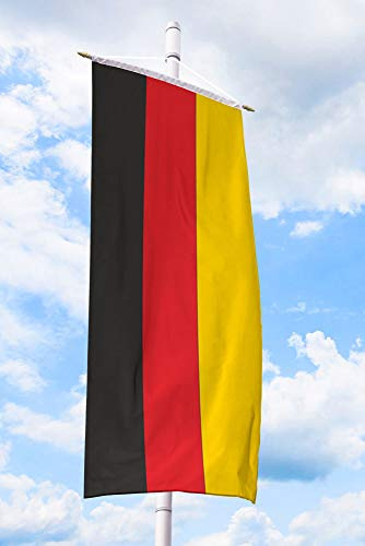 Deutschland Bannerfahne 150 x 400 cm - für Fahnenmast, Deutschland Flagge aus reißfestem Fahnen-Polyester-Stoff, Deutschlandfahne wetterfest und UV-beständig