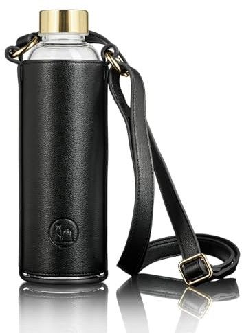 botty bag® Designer Flaschentasche - Glasflasche 550 ml - Bottle Bag Getränkehalter - Wasserflasche für unterwegs - Umhängetasche für Glasflasche Set