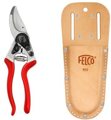 FELCO Model 8 Secateurs (Large) & F-910 Model Leather Holster, Brown