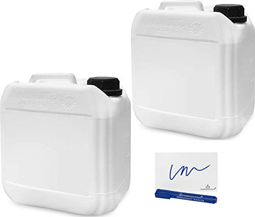 MARKESYSTEM Kanister aus Kunststoff, 2 x 4 Liter, mit Kennzeichnung, stapelbar, lebensmittelecht, ideal für Wasser, Chemikalien etc., recycelbares HDPE-Material