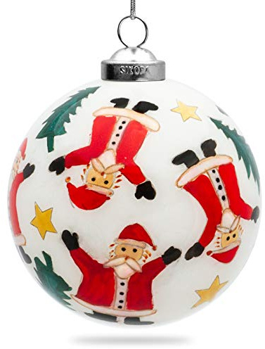 SIKORA K08-85 Weihnachtsmänner Glaskugel Weihnachtskugel Innenglasmalerei D: 7,5 cm