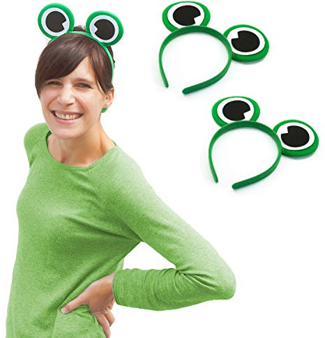 Oblique Unique® Haarreif Set - 2x Haarreifen mit Frosch Augen Froschkostüm Fasching Karneval Motto Party