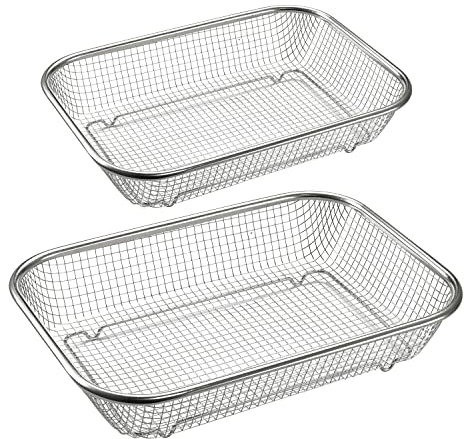 Supremery Lot de 2 paniers de cuisson en acier inoxydable pour four - Pour cuisson à air chaud à faible teneur en matière grasse - Cuisson au four ou au barbecue
