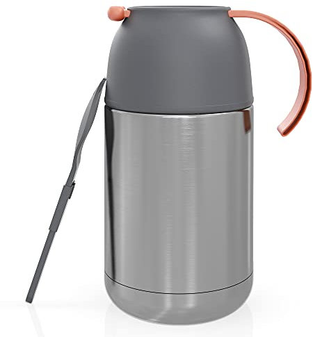 INTIRILIFE Thermobehälter mit 650ml Kapazität - 10 x 19 cm - Für warme und kalte Speisen Suppen Lunch für unterwegs - Auslaufsicher BPA-frei Edelstahl Isolierbehälter