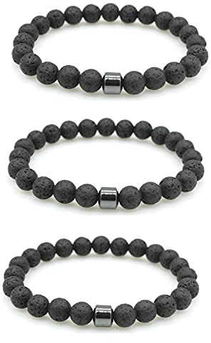BYSN 3/4 Pcs Armband zur Raucherentwöhnung, Triple Mens Power Therapeutic Armband, Personalisierter Ausstiegsbegleiter, Spirituelles Armband für positive Energie (Schwarz)