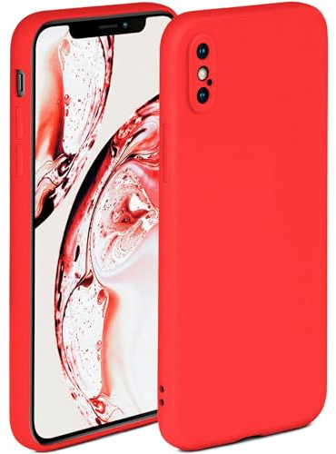 OneFlow Coque souple compatible avec Apple iPhone X/iPhone XS - Bords surélevés pour protection d'écran - Double couche - Rouge rubis mat
