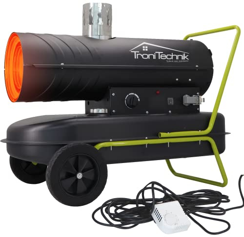 Tronitechnik® Heizkanone Dieselheizgebläse Dieselheizer 20kW Diesel betriebener Heißluftgenerator Heizgerät Bauheizer Heizer mit 36l Tank, Überhitzungsschutz, mit Rädern und Thermostat