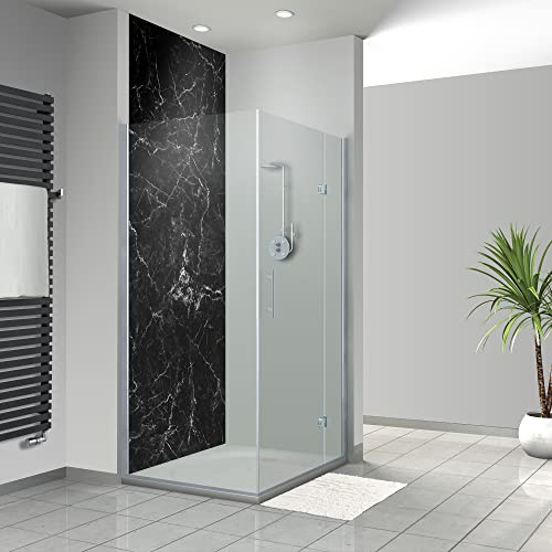 WANDFREUDE individuelle Duschrückwand Aluverbundplatte auf Maß (1 Stück - Schwarzer Marmor - Premium Matt Lack) – Dusche Wandverkleidung Duschwandverkleidung Duschrückwände