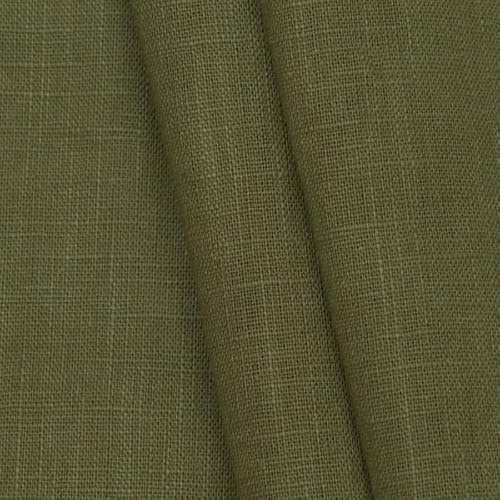 STOFFKONTOR 100% Leinenstoff - edler Naturstoff - vorgewaschen - Meterware, Farbe Khaki-Grün - zum Nähen von Kleidern, Röcken, Trachtenmode