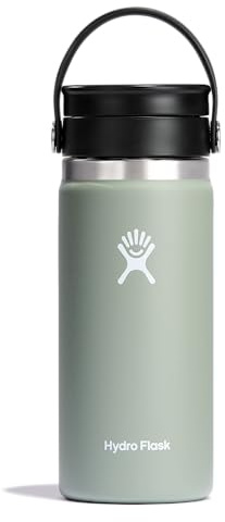 Hydro Flask - Travel Coffee Flask 473 ml (16 oz) - Vacuum Insulated Stainless Steel Travel Mug with Leak Proof Flex Sip Lid - Wide Mouth - Agave