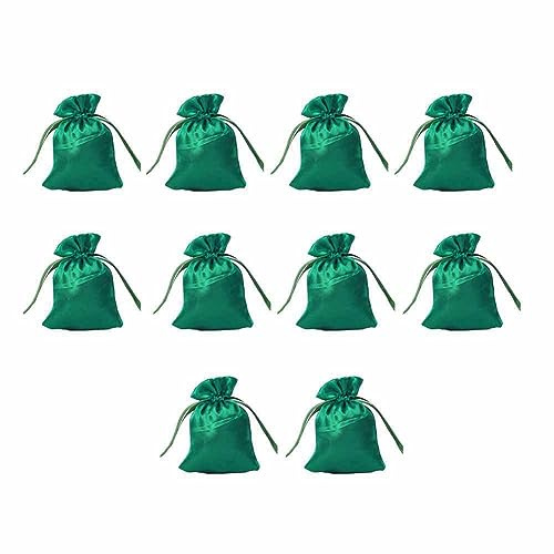 SHTGOI 10 Stück Samtbeutel Stoffbeutel mit Kordelzug Samt Schmuckbeutel Süßigkeiten Geschenkbeutel Verpackungsbeutel für Schmuck Party Geburtstage Geschenk Weihnachten Hochzeit 8 * 11cm Grün