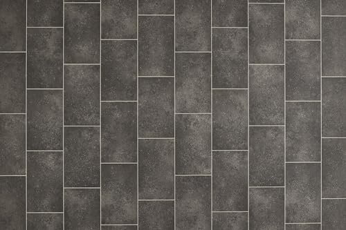 Misento andiamo PVC Bodenbelag - Stabparkett - PVC Boden Holzoptik - Vinylboden - hohe Trittschalldämmung - zuschneidbar und einfach zu verlegen 200 x 400 cm Anthrazit