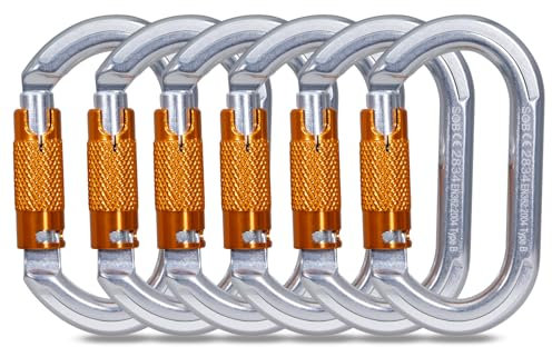 Karabiner Klettern Kletterausrüstung, Karabinerhaken aus Aluminium Karabiner Karabinerhaken für Hängematte, Schaukel, Camping, Angeln, Outdoor-Ausrüstung (22KN, 6 Pack)