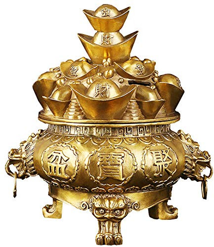 Feng Shui-Ornamente, Messing-Ornament, Barren/Yuan-Bao-Schatzbecken-Statue, Reichtum, Wohlstand, Figur, zieht Reichtum und Glück an (groß)