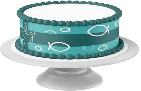 Tortenband Kommunion/Konfirmation 5 essbar - 4 Stück á 24cm x 5cm passend für Torten bis 30 cm zum mitessen - kreative Dekoration für Torten