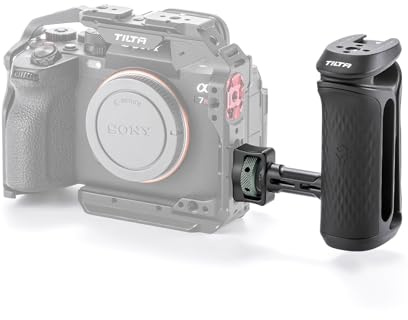 Tilta Xeno Seitengriff 1/4-Zoll-20 mit Positionierungsstiften, ergonomischer seitlicher Handgriff für DSLR-/Mirorrless-Kamera-Rigs und Monitor-Rigs – Schwarz TA-XSH1-B | Cold Shoe Aufnahme, 1/4-20 Gewinde, für DSLR/Spiegellose Kamera-Rigs & Monitor-Rigs, Bequemer Griff