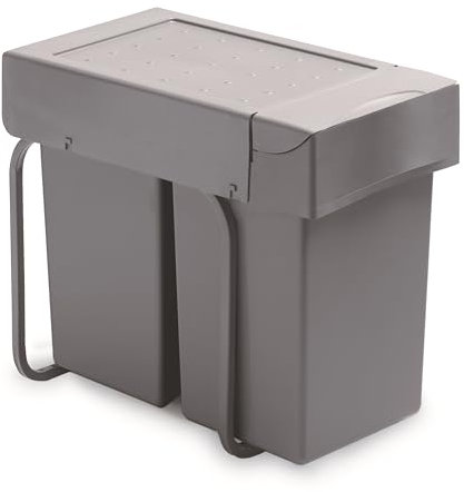 Victory Pattumiera da incasso Double-Man, 28 litri, in grigio alluminio
