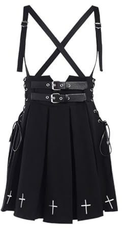 YINGWIN Strappy Pleated Skirt Street Lolita Strappy Mini Skirts Steampunk Y2K Skirts for Women and Teens