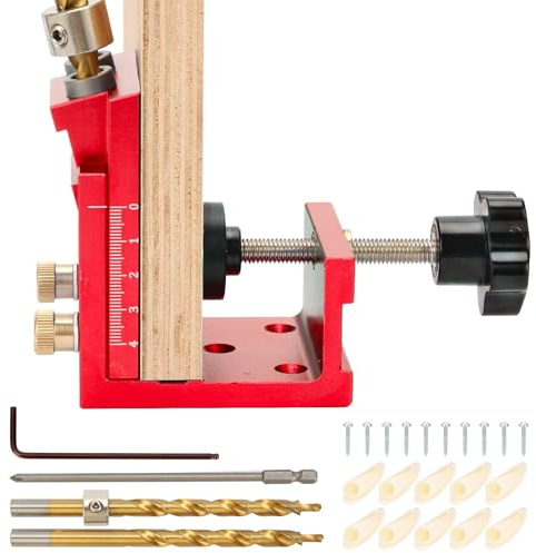 Pocket Hole Jig Taschenloch Bohrschablone, Dübelhilfe Dübel Set Bohrlehre zum Bohren von Taschenlöchern und Schräglöchern, Bohrhilfe für Holzbearbeitung, Schräg Bohren Vorrichtung Undercover Jig