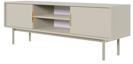 Selsey TV Schrank Board Sideboard Fernsehtisch Fernsehschrank 154 cm Graubeige Gold Viviaro