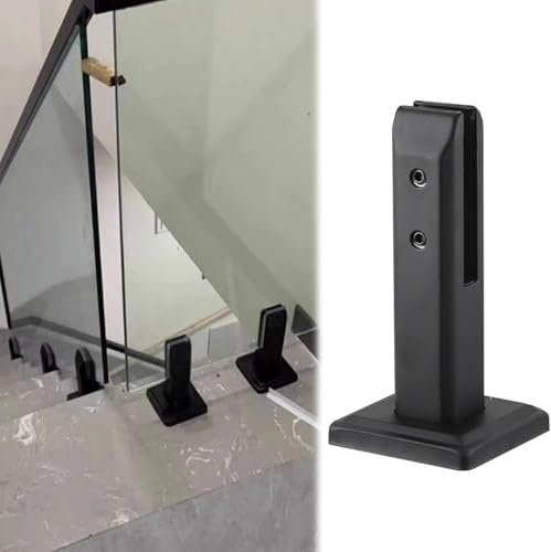 GLFNB Pince de Garde-Corps en Verre en Acier Inoxydable 304 Noir, 20 cm/7,8 Pouces de Hauteur, Support de Serrage de Poteau de Balustrade en Verre pour clôture de Piscine, terrasse, escaliers, épa