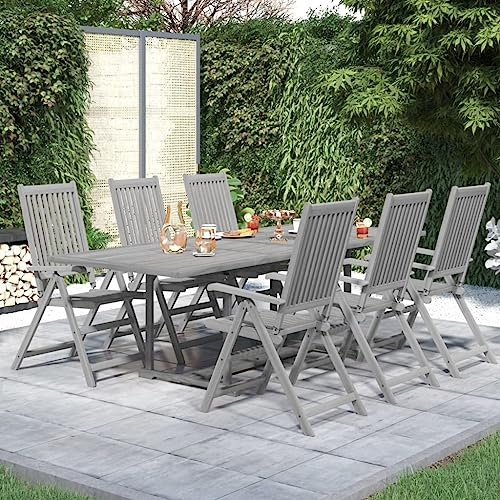 UJCHVHN Gartenmöbel-Set, 7-teilig, Massivholz, Akazie, Gartenmöbel-Set