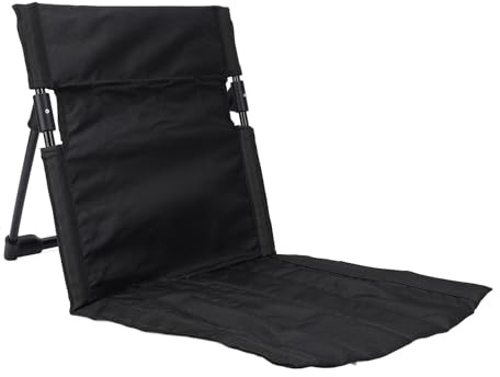 Leichter, Tragbarer, Zusammenklappbarer Bodenstuhl, Verstellbare Rückenlehne, Strand-Lounge-Stuhl für Outdoor-Camping-Angeln, Stuhl mit Rückenlehne (Black)