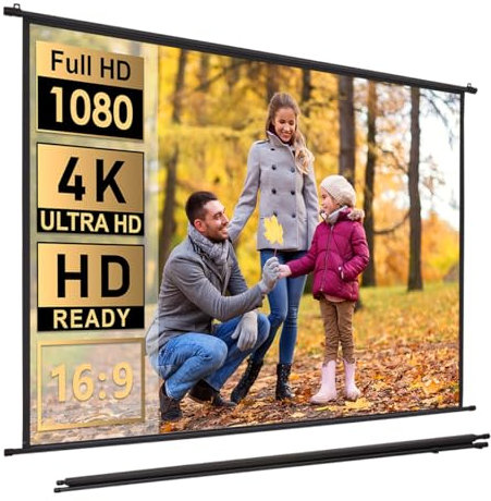 INMOZATA Projector Screen 100inch/209x158cm Wall & Ceiling Mounted Projection Screen with 4:3 Ratio Matte White Screen & Ambient Light Rejecting Movie Screen for Home Theater School Outdoor Indoor