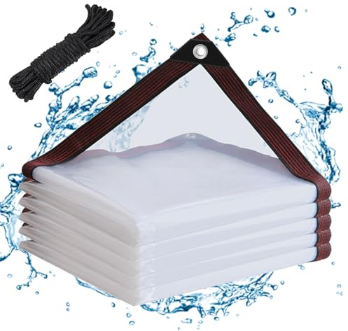 Clear Tarps Waterproof 7X12 with Grommets Clear Vinyl Tarp Heavy Duty Outdoor Plastic PVC Tarp Covering for Patio Henhouse Porch Canopy Plant Camping