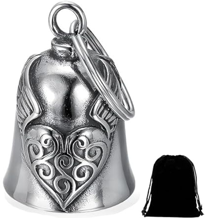 HEYOMI Guardian Bell Biker Bell, Motorrad Glocke Glücksbringer, Edelstahl Motorradglocke, Schutzglocke Engel Reitglocke, Motorradglocke Schlüsselanhänger für Segne Den Frieden