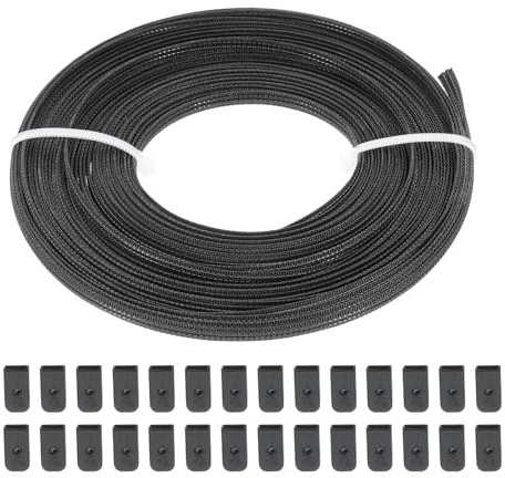PATIKIL Ossa per Cucire, 10 Iarde 4mm Ampio Poliestere Cuci-Attraverso Stecche per Corsetti Corsetto Stecca con 40Pz Cappucci Terminali per Corsetto Abito Sposa Cappello Fai da Te, Nero