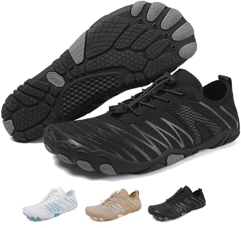 Acfoda Barefoot Scarpe da Immersione Uomo Donna Scarpette da Surf Asciugatura Rapida Traspirante Spiaggia Fitness Scarpe Nero 42
