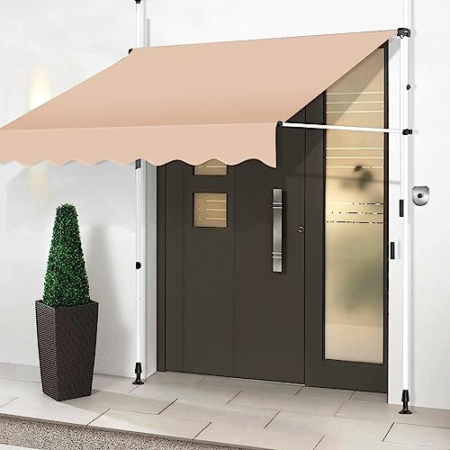 Terrassenüberdachung Markise mit Handkurbel - Höhenverstellbar Outdoor Unterstand für Garten und Sonnenschutz