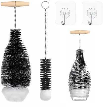 EUYKQNOI Lot de 2 goupilles de nettoyage de 35 cm compatibles avec les bouteilles en verre avec tête en laine pour biberons pour bébé, bouteilles d'eau sans rayures