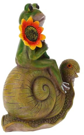 TOGEVAL Décoration Extérieure Grenouille Assise sur Escargot Statue Résine Ornement De Jardin Décoration Cour Pelouse
