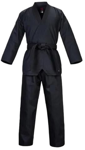 QuxetlRyz Karate Uniform Schwarze Taekwondo-Uniformen, professionelles Welt-Taekwondo-Tracking, schwarzes und rotes Halsband for Kinder, schwarzes Halsband for Erwachsene(160cm)