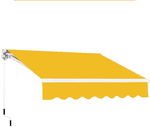Gelenkarmmarkise Markise mit Handkurbel, Neigungswinkel Einstellbar, Alu/Polyester Terrassenmarkise, UV-beständig, Sonnenschutz Wasserabweisend, für Außen, Balkone