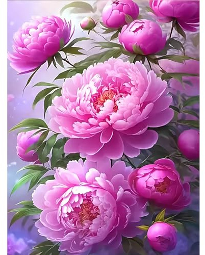 DPIDEA Diamond Painting Blumen, 5D Diamant Painting Bilder Erwachsene Blumen, DIY Diamant Malerei Runde Steine für Zuhause Dekor 30x40 cm