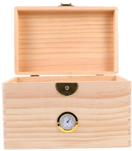 HOLIDYOYO Elegante Holzkiste mit Hygrometer für Losen Tee Aufbewahrung Verschleißfest und Glatt als Dekoration für Chinesische Teekultur und Küchenorganizer